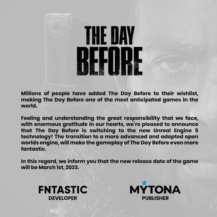 더 데이 비포의 출시일이 연기되었다는 내용의 포스터