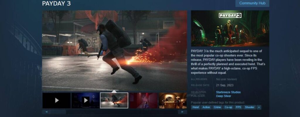 스팀 페이데이 3 페이지, 페이데이 3 출시일은 언제일까